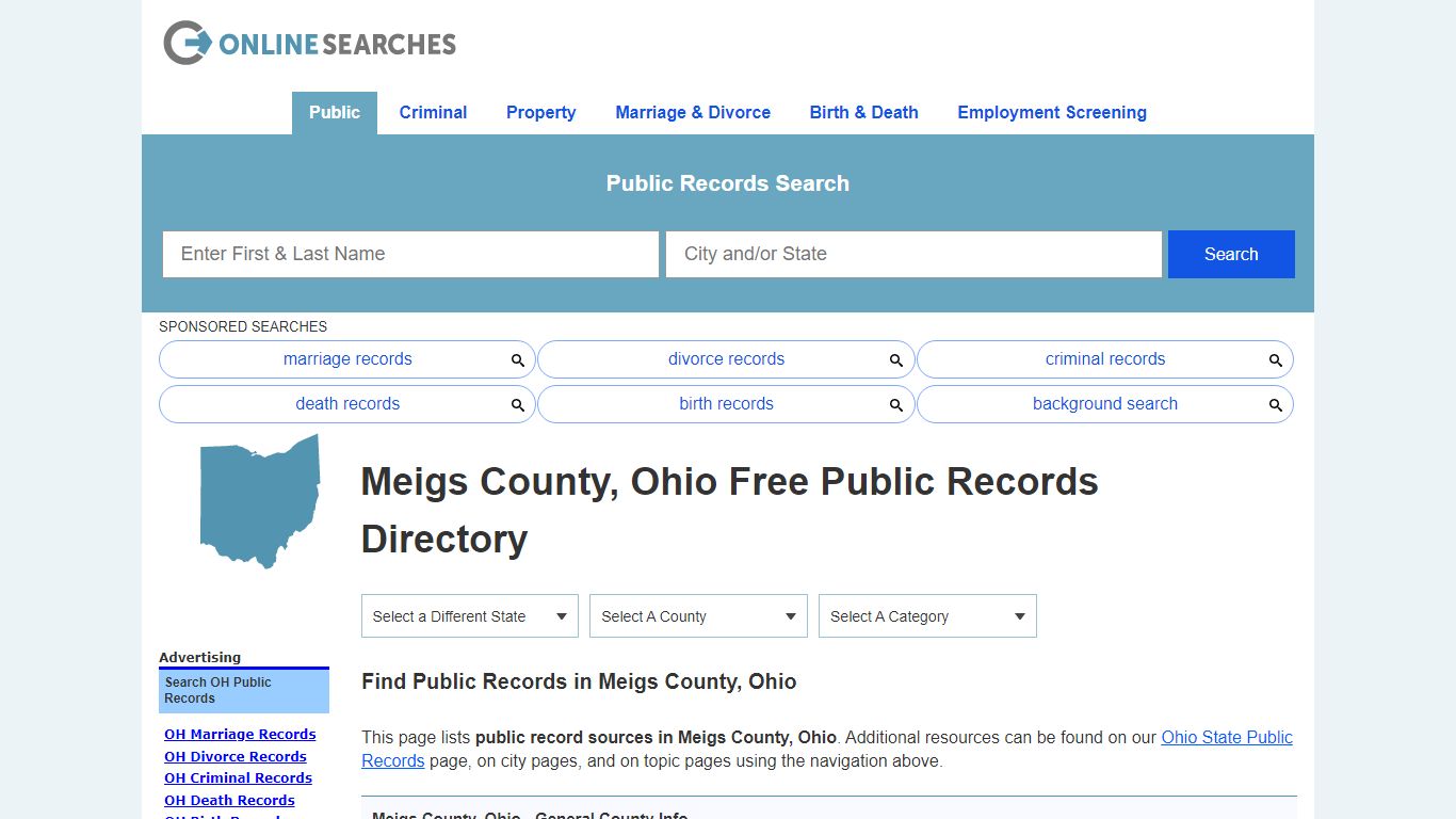 Meigs County, Ohio Public Records Directory - OnlineSearches.com