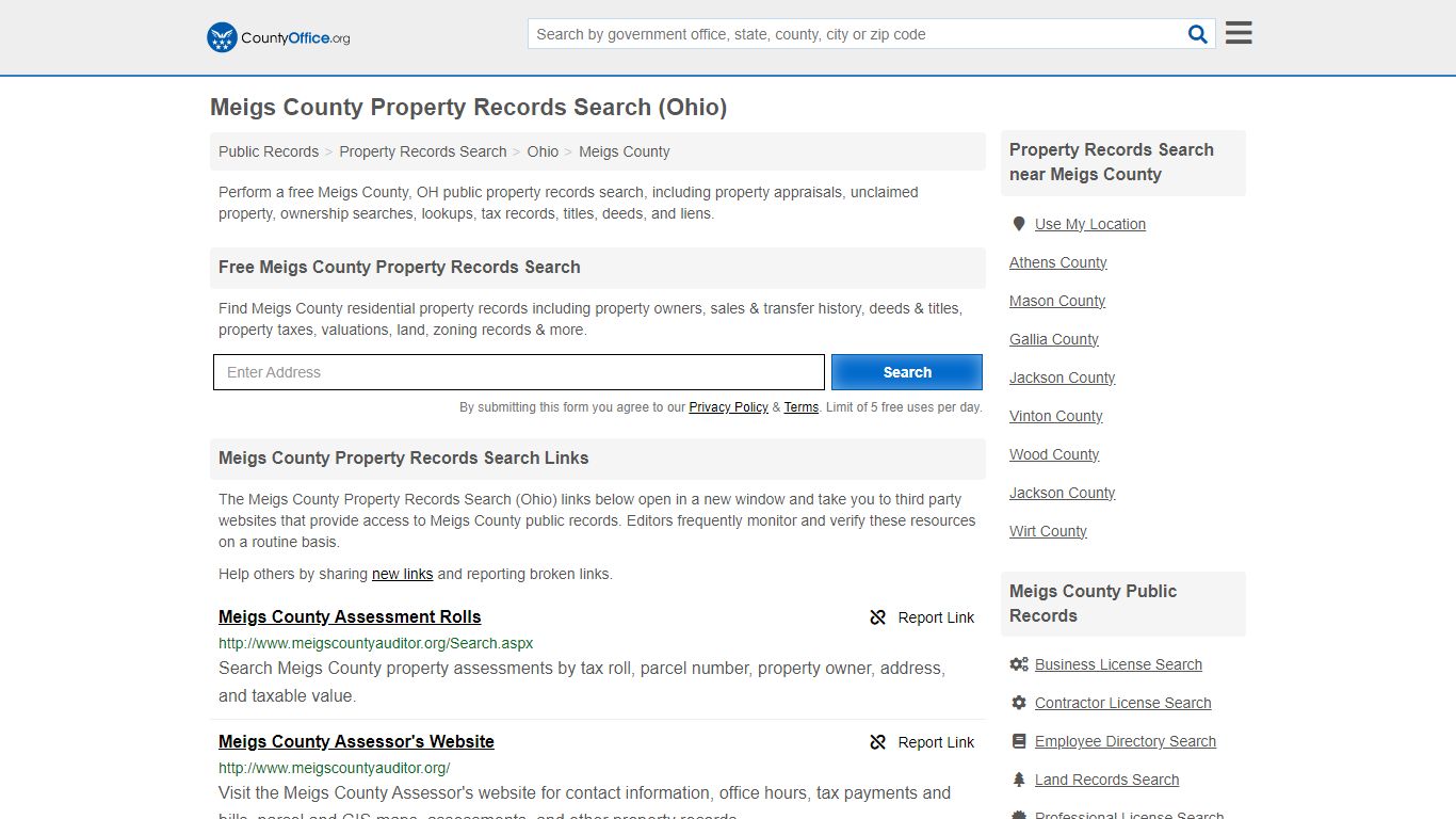 Meigs County Property Records Search (Ohio) - County Office